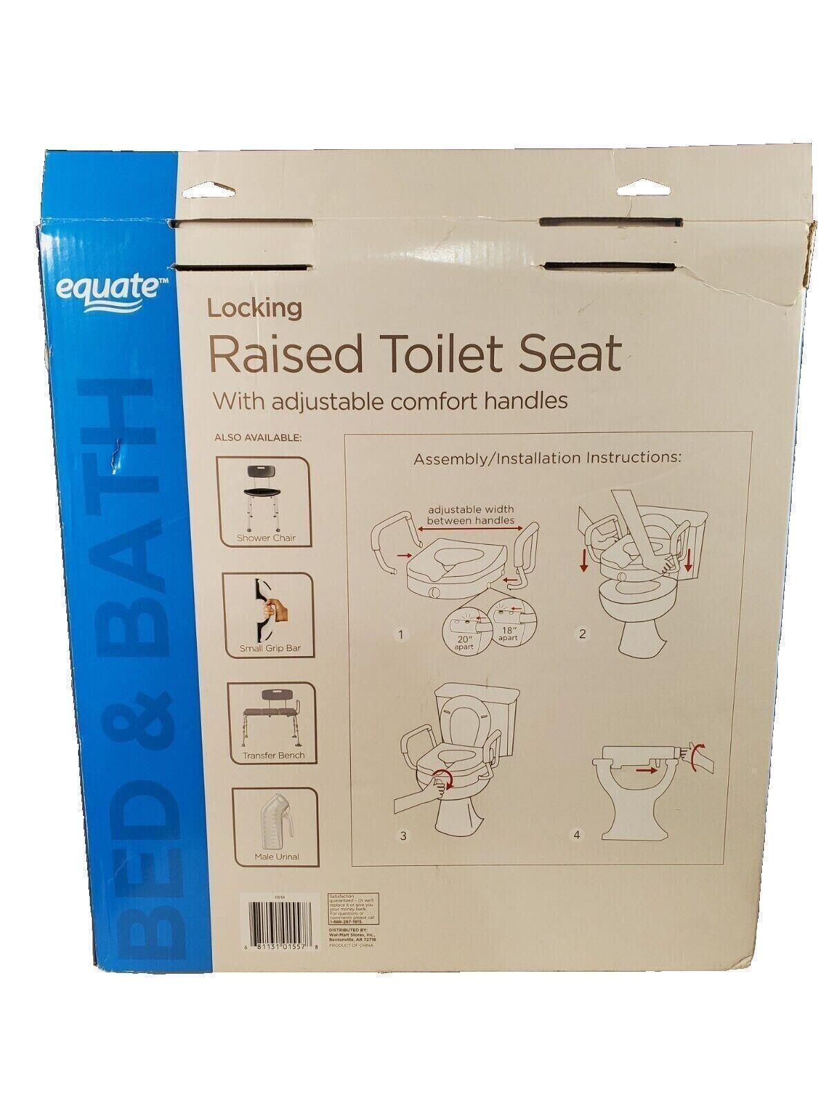 Equate FG31F044T Locking Raised Toilet Seat with Adjustable Handles, White