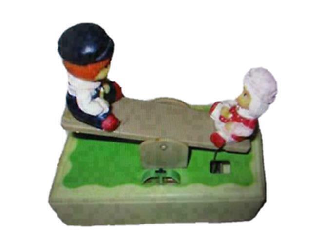 Ed's Variety Store Vintage Rare Motion Active Seesaw Wind Up Music Box with Chil