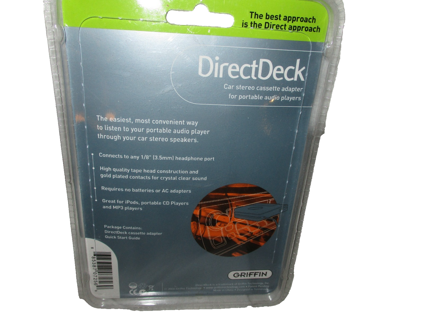 Direct Deck Car Stereo Cassette Adapter For Portable Audio Players Griffin