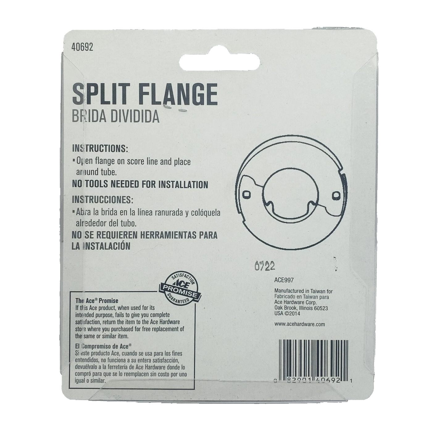 ACE Split Flange Chrome Metal 1-1/4" I.P.S #40692