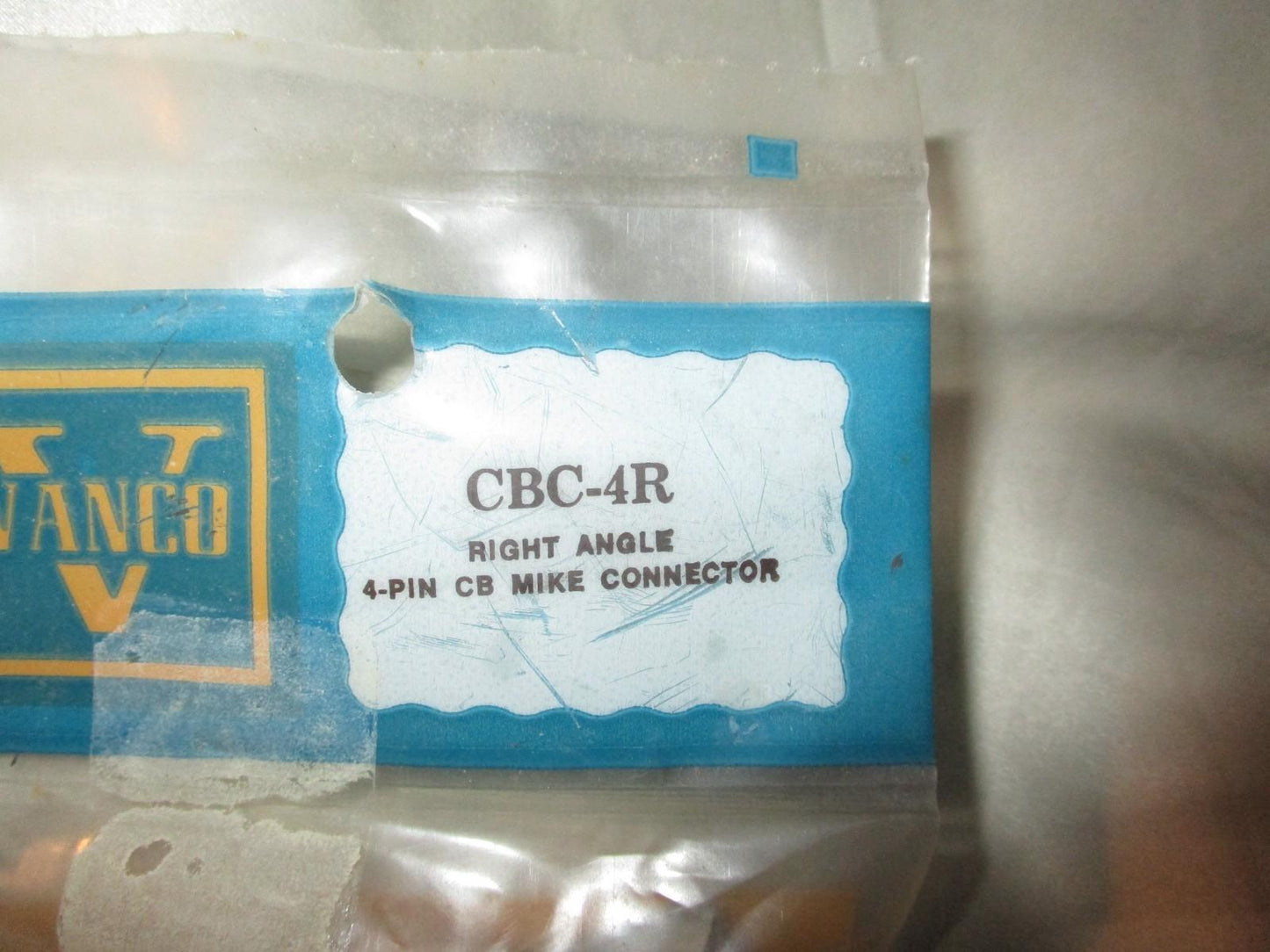 Vanco CBC-4r Right Angle 4-pin CB Mike Connector Vintage