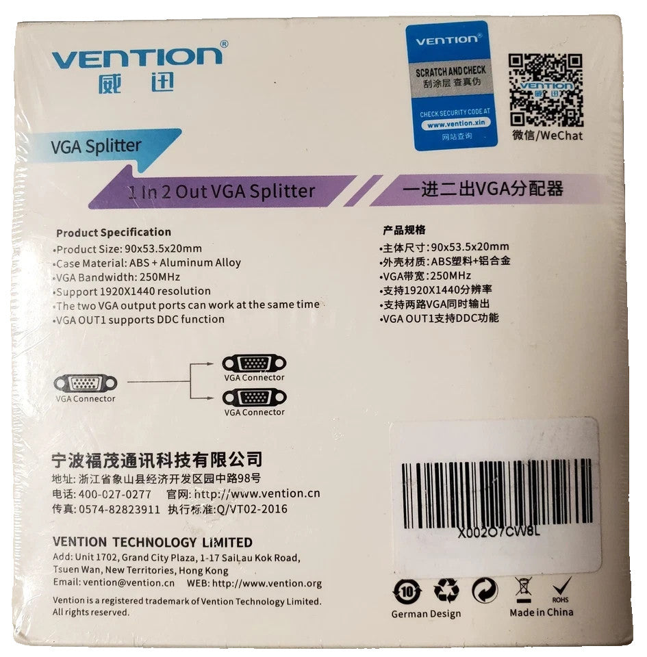 Vention VGA Switcher 2 In 1 Out VGA Splitter