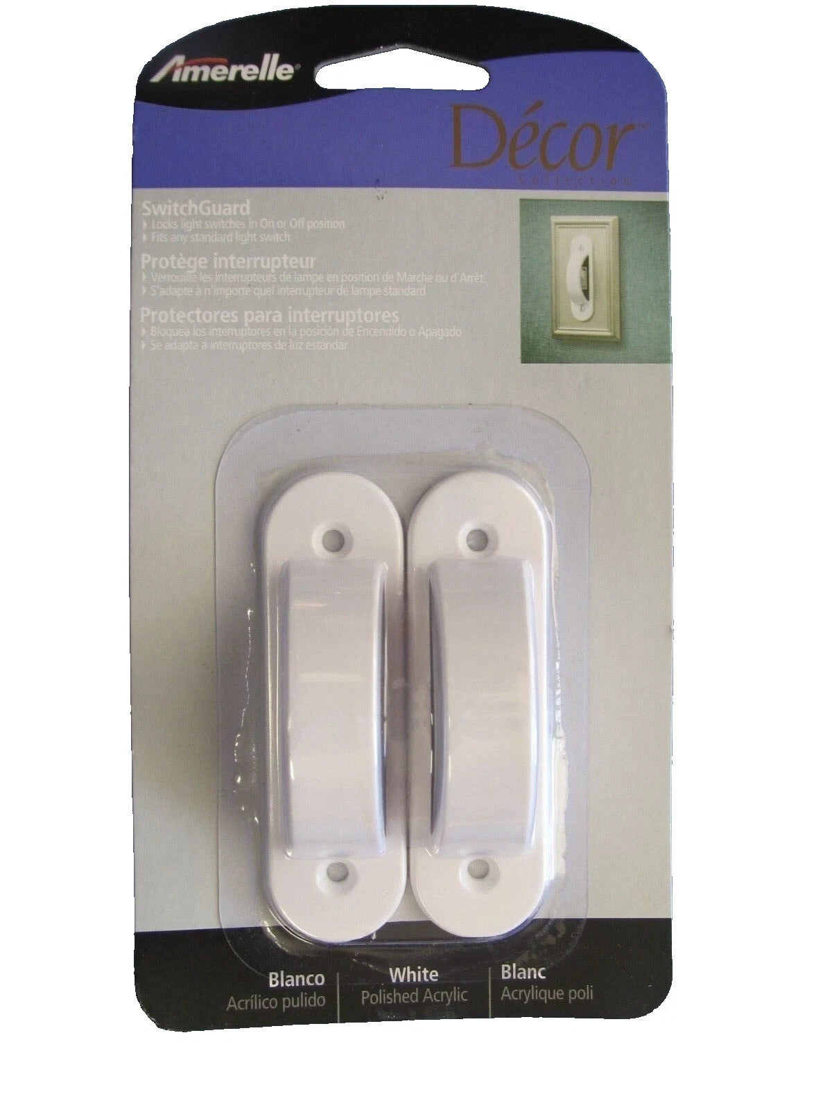 Amerelle Light Switch Guard Lock Universal White #SG1 Child safety