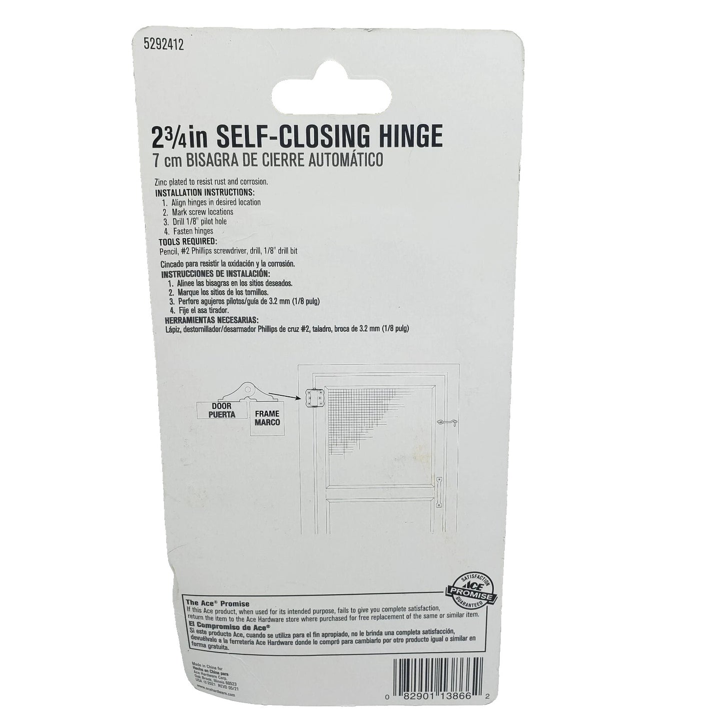 ACE Self Closing Hinge Zinc #5292412