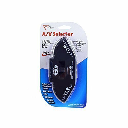 TriQuest 3-In-1 Composite Audio/Video Selector Switch Box, Black (5450)