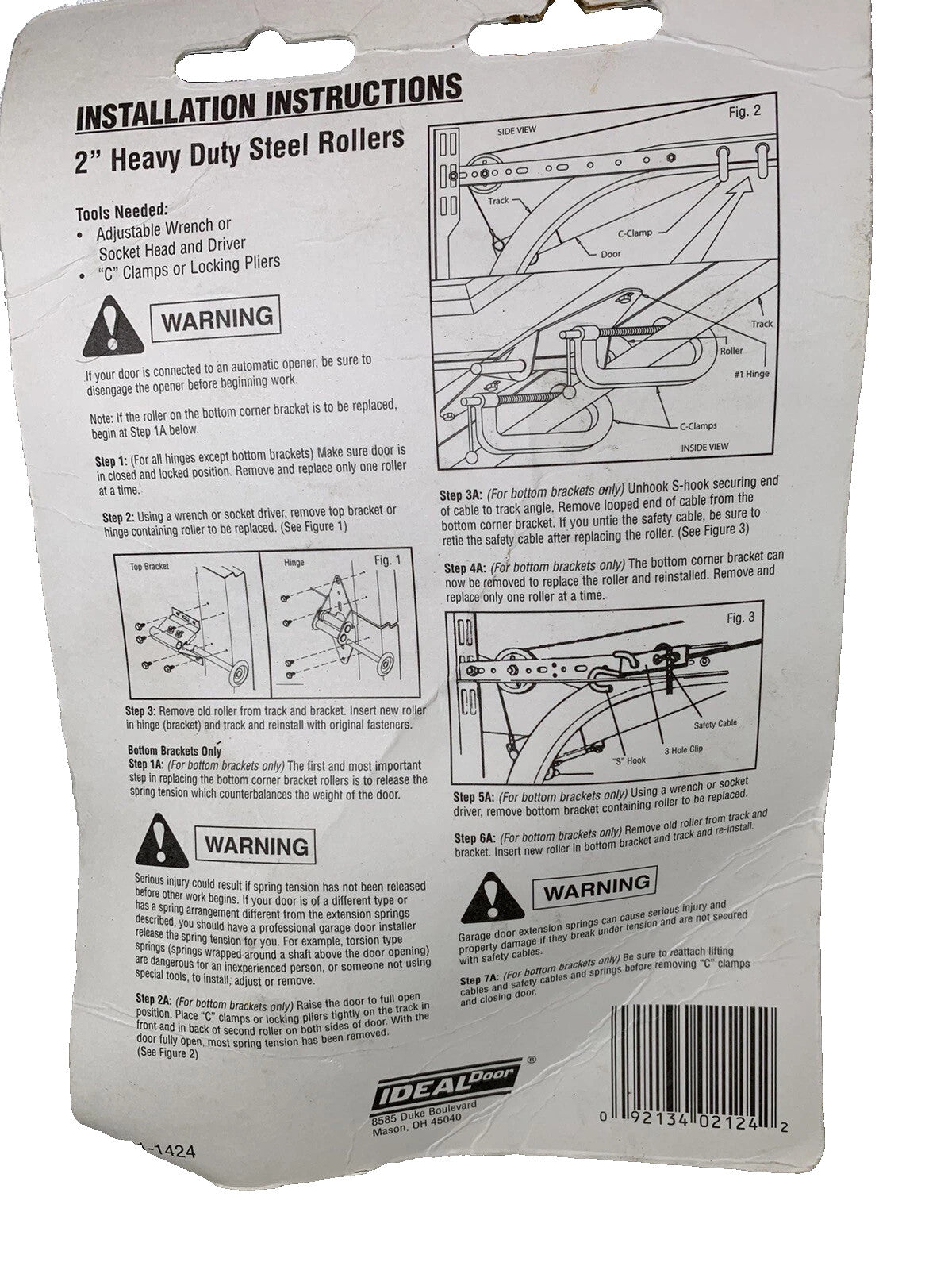 Heavy Duty Steel Garage Door Rollers 2" 431-1424 Replacement Part Ideal Door