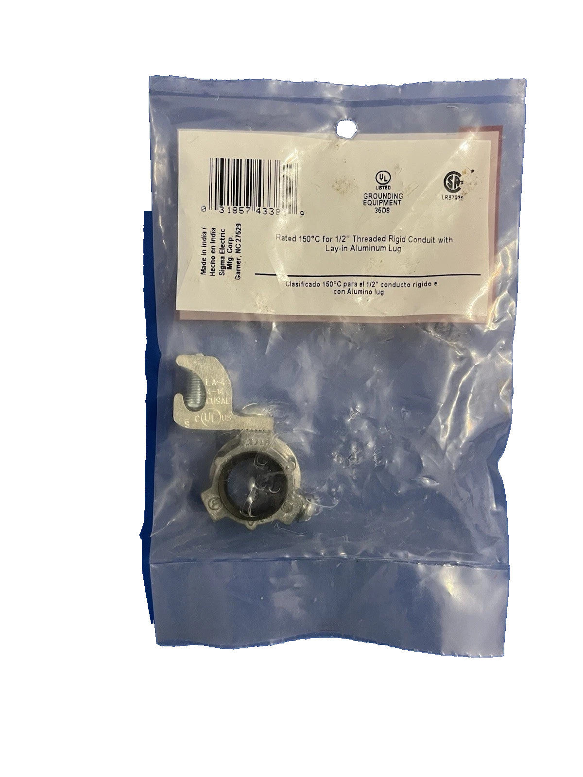 Sigma Electric 43381 ProConnex Zinc Die Cast Insulated Grounding Bushing 1/2 in.