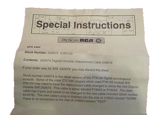 RCA Convergence Board Cover Projection TV Part# 242676 or 1529641G