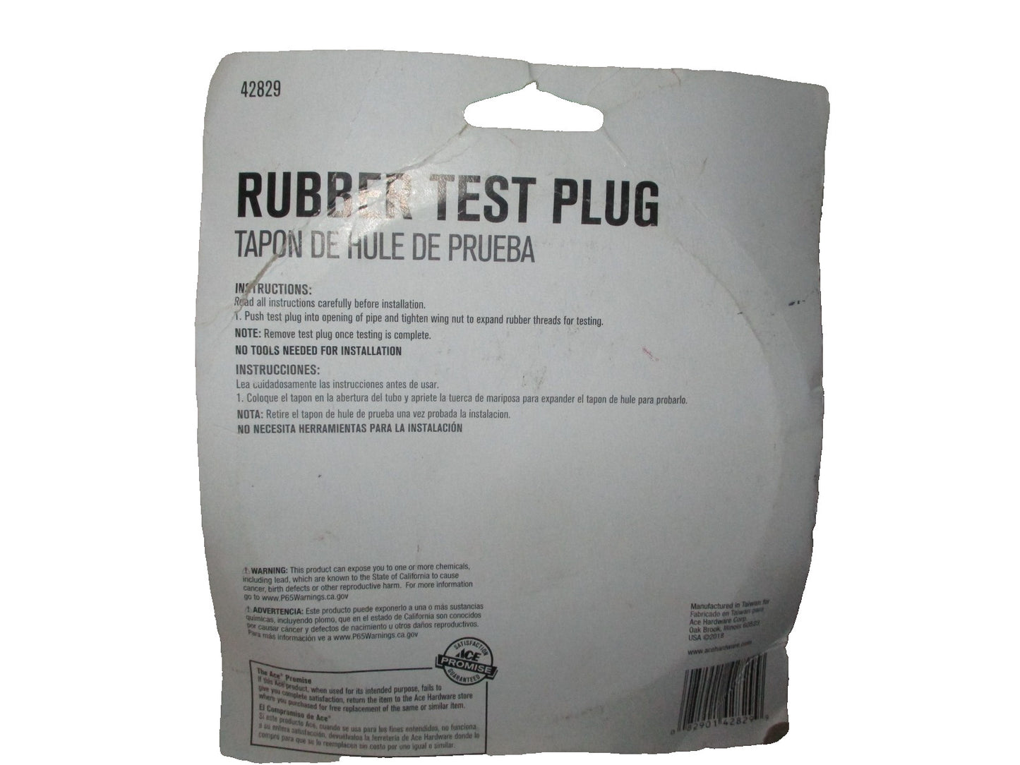 ACE Rubber Test Plug (42829) For 4" Cast Iron or PVC Pipe