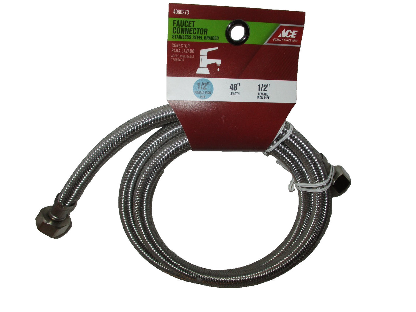 Ace Faucet Cnnectory Stainless Steel Braided 48" x 1/2" female Iron Pipe 4060273