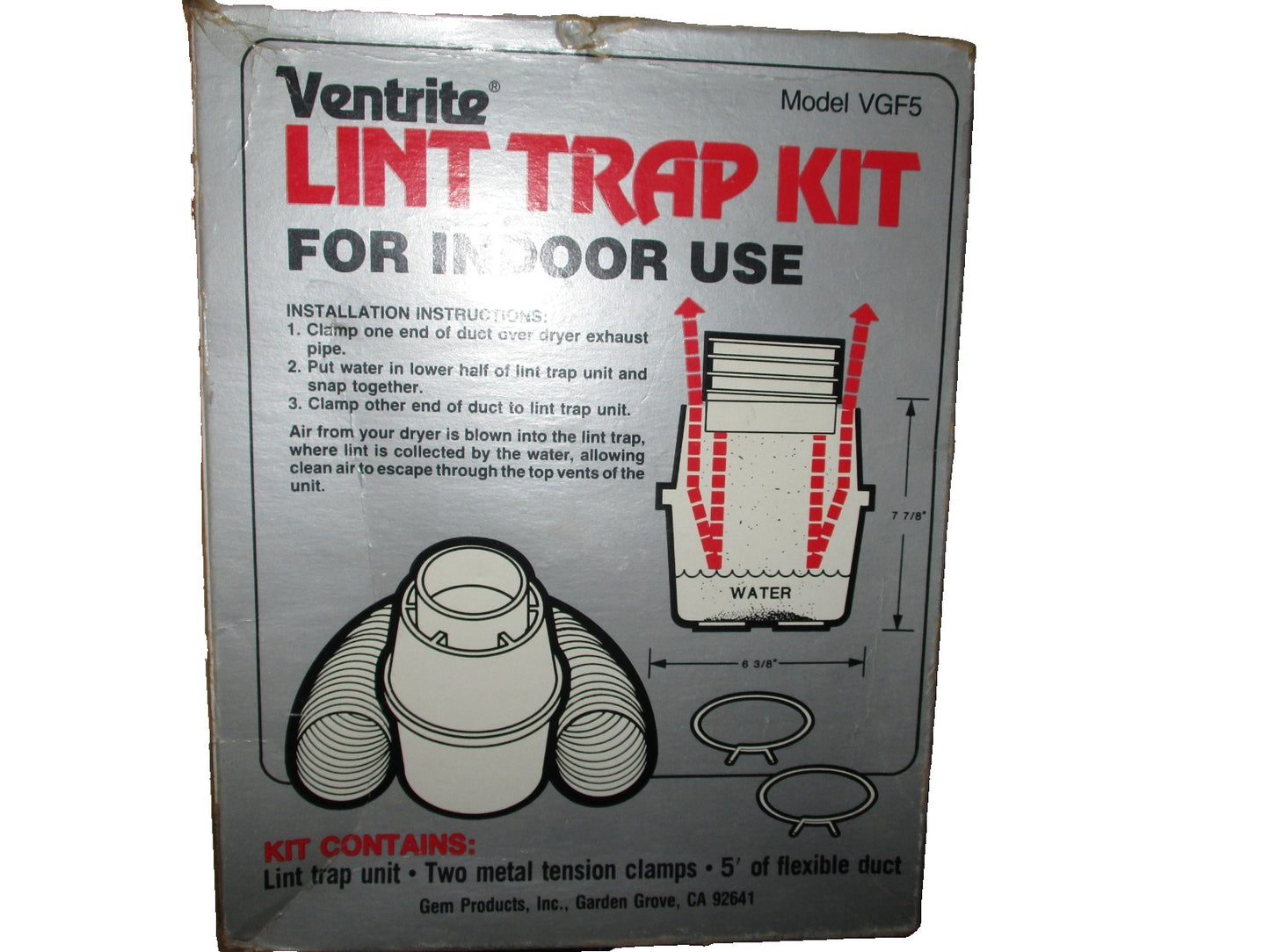 Ventrite Lint Trap Kit Gemline for Indoor Use