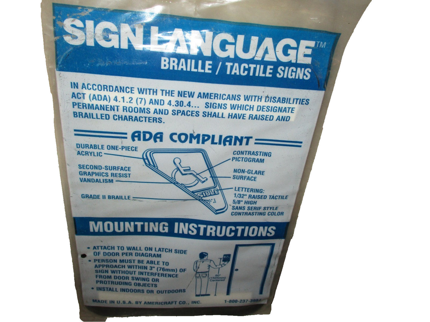 Men Business Plastic Bathroom Sign 9"in." x 6in." Color Black Self Sticking