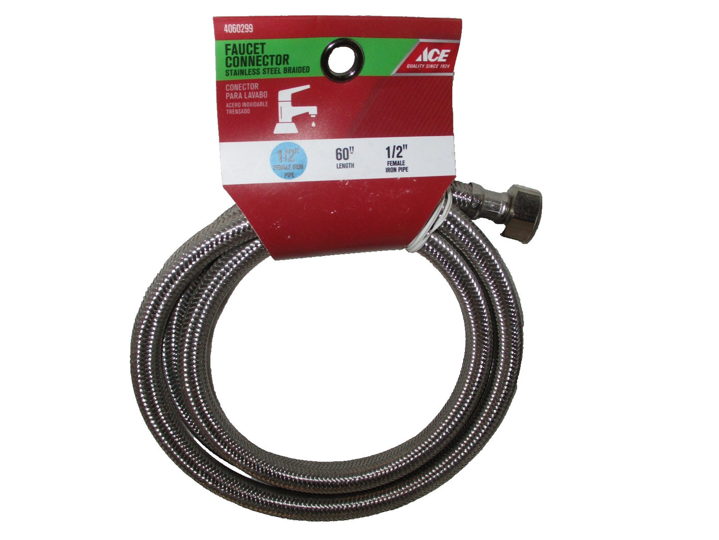 Ace Faucet Connector Stainless Steel Braided 60" x 1/2" Female Iron Pipe 4060299