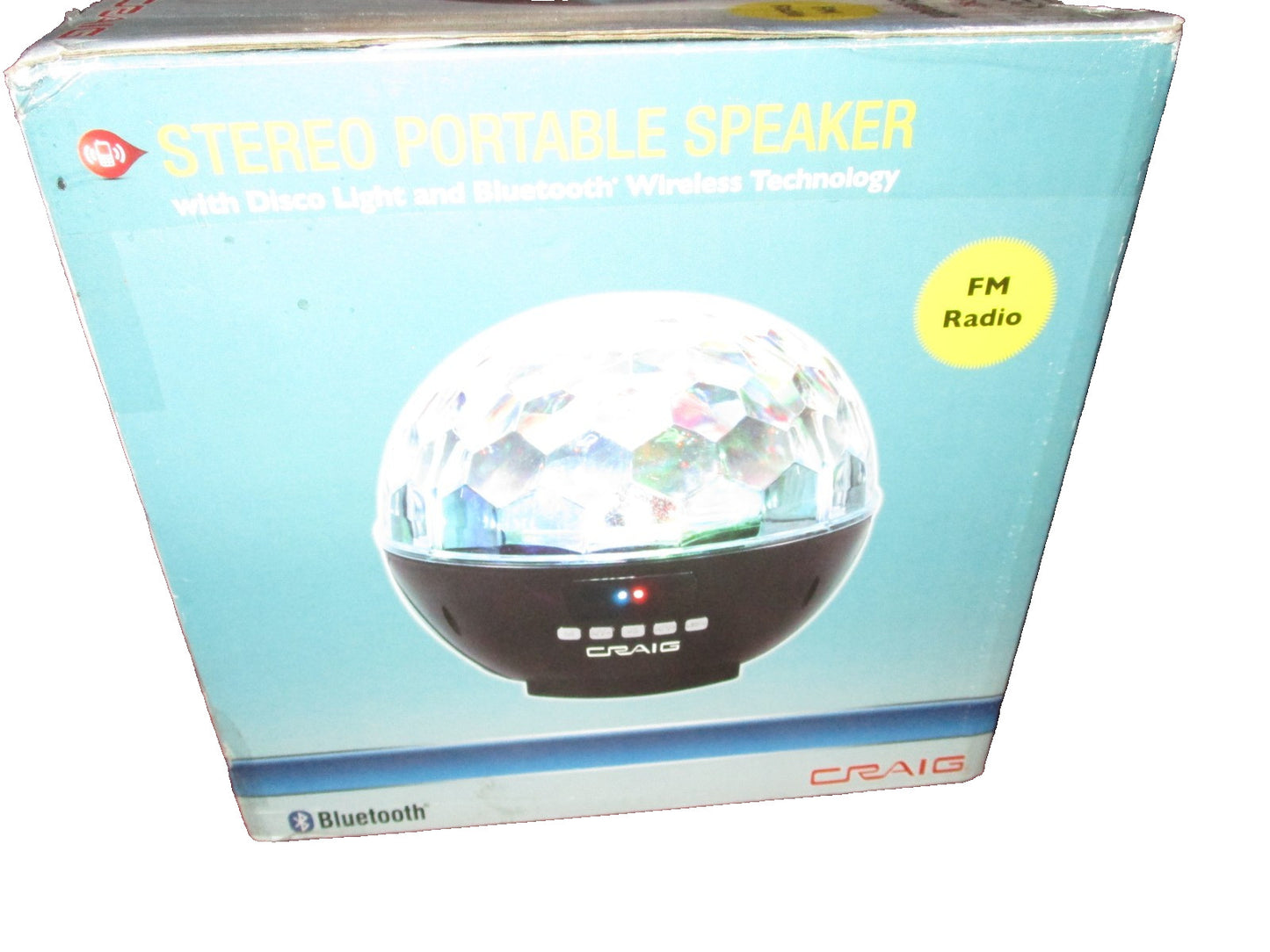 Stereo Portable Speaker Radio With Disco Light And Bluetooth Wireless Technology