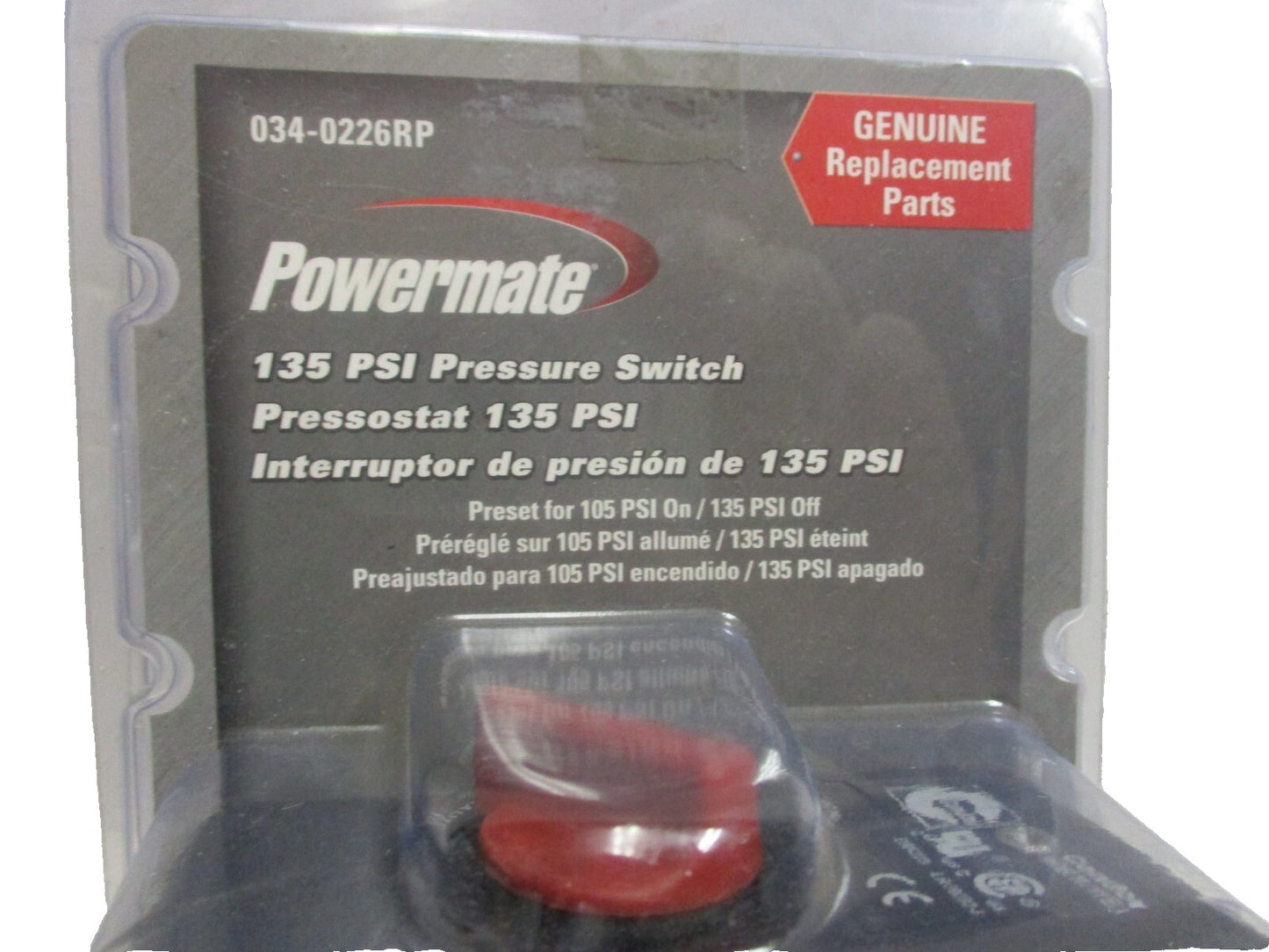 Powermate Pressure Switch, 105-135 psi, 4 Port 034-0226RP