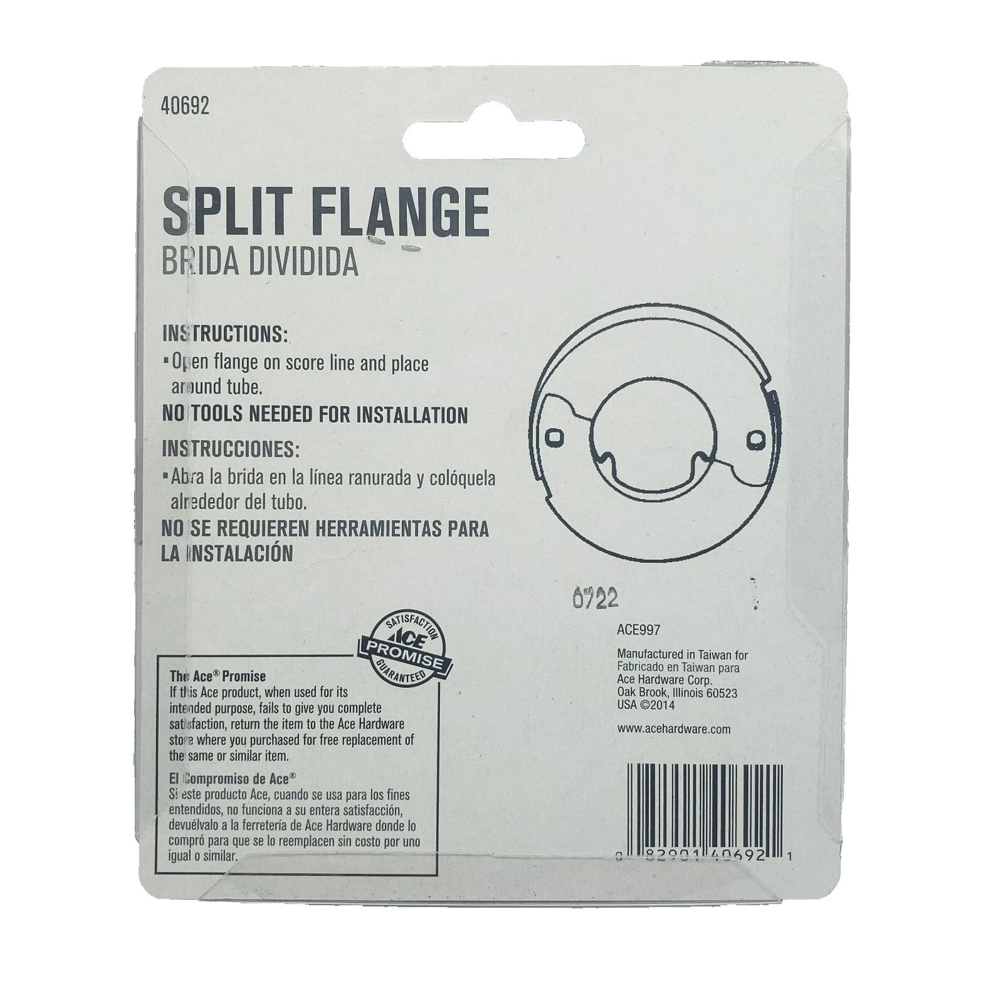 ACE Split Flange Chrome Metal 1-1/4" I.P.S #40692