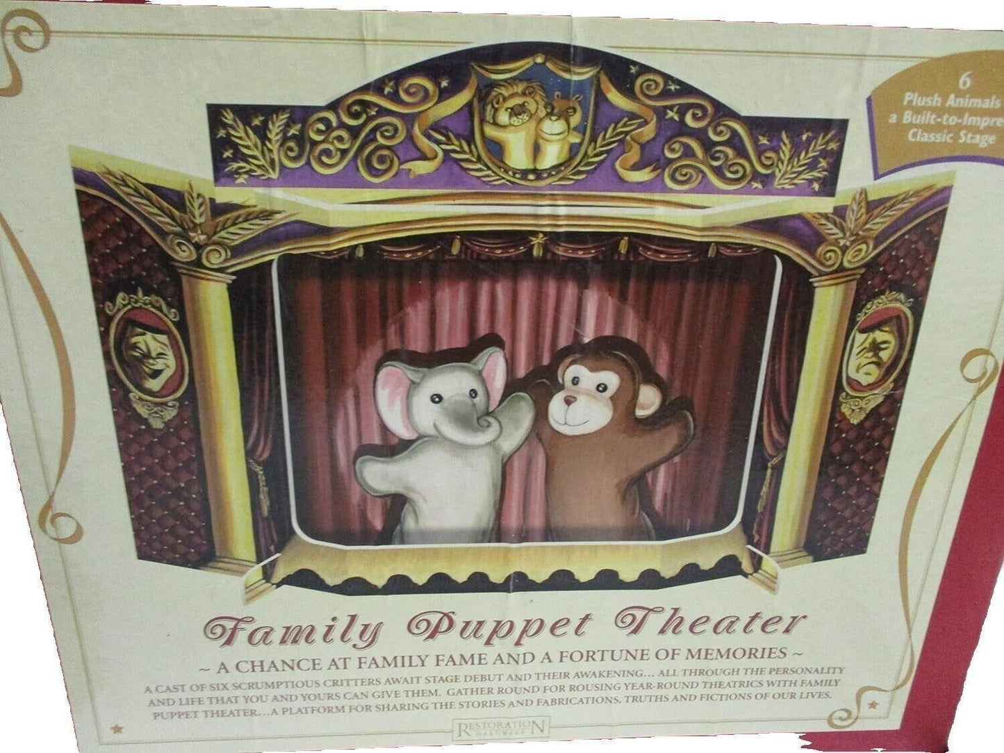 Family Puppet Theater Hand Puppets Zoo Animals with Carboard Theater Stage