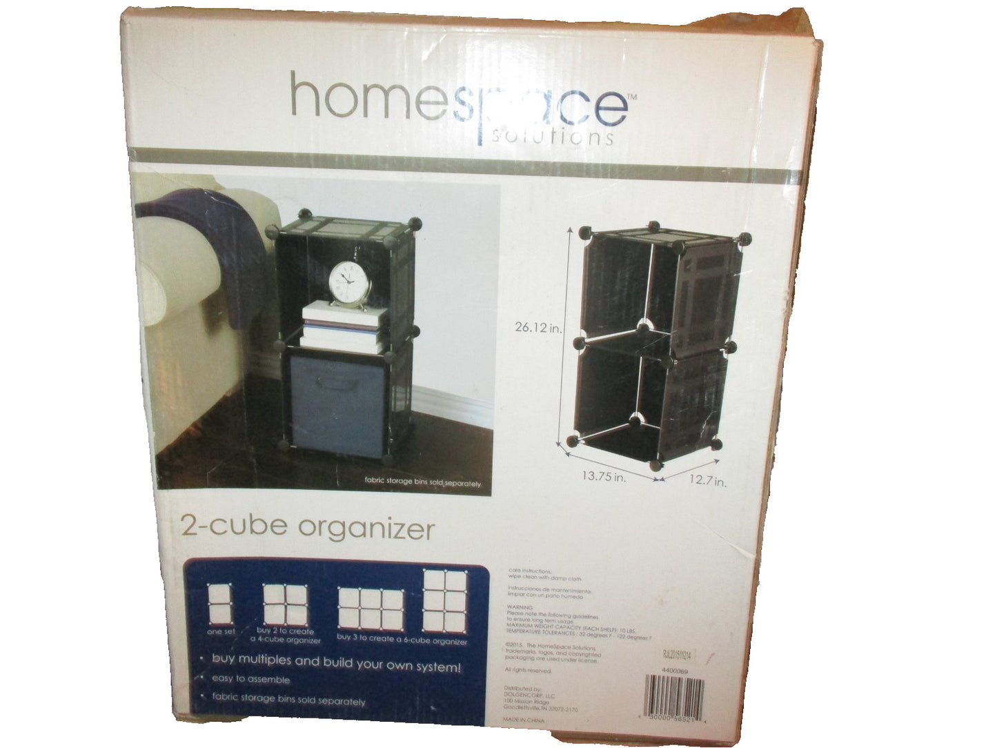 Homespace Solutions 2-Cube Organizer Includes 5 Panels Color Black