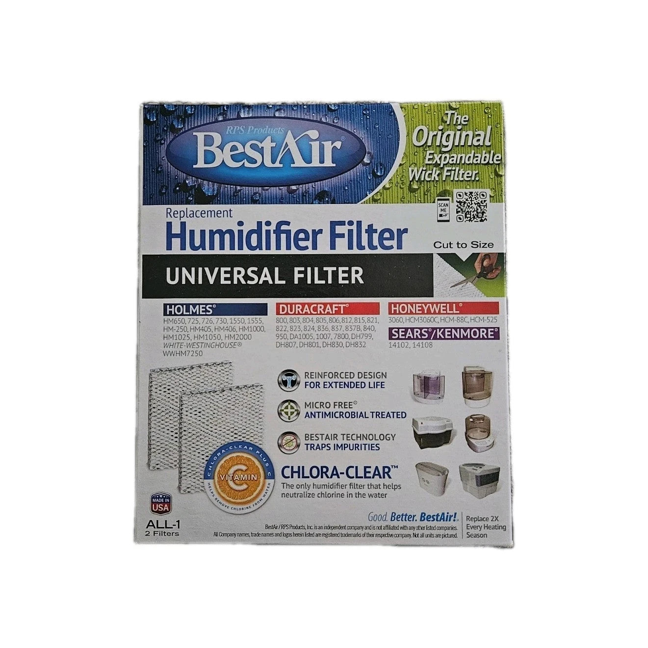 BestAir Humidifier Filter Panels Holmes Duracraft Honeywell ALL1