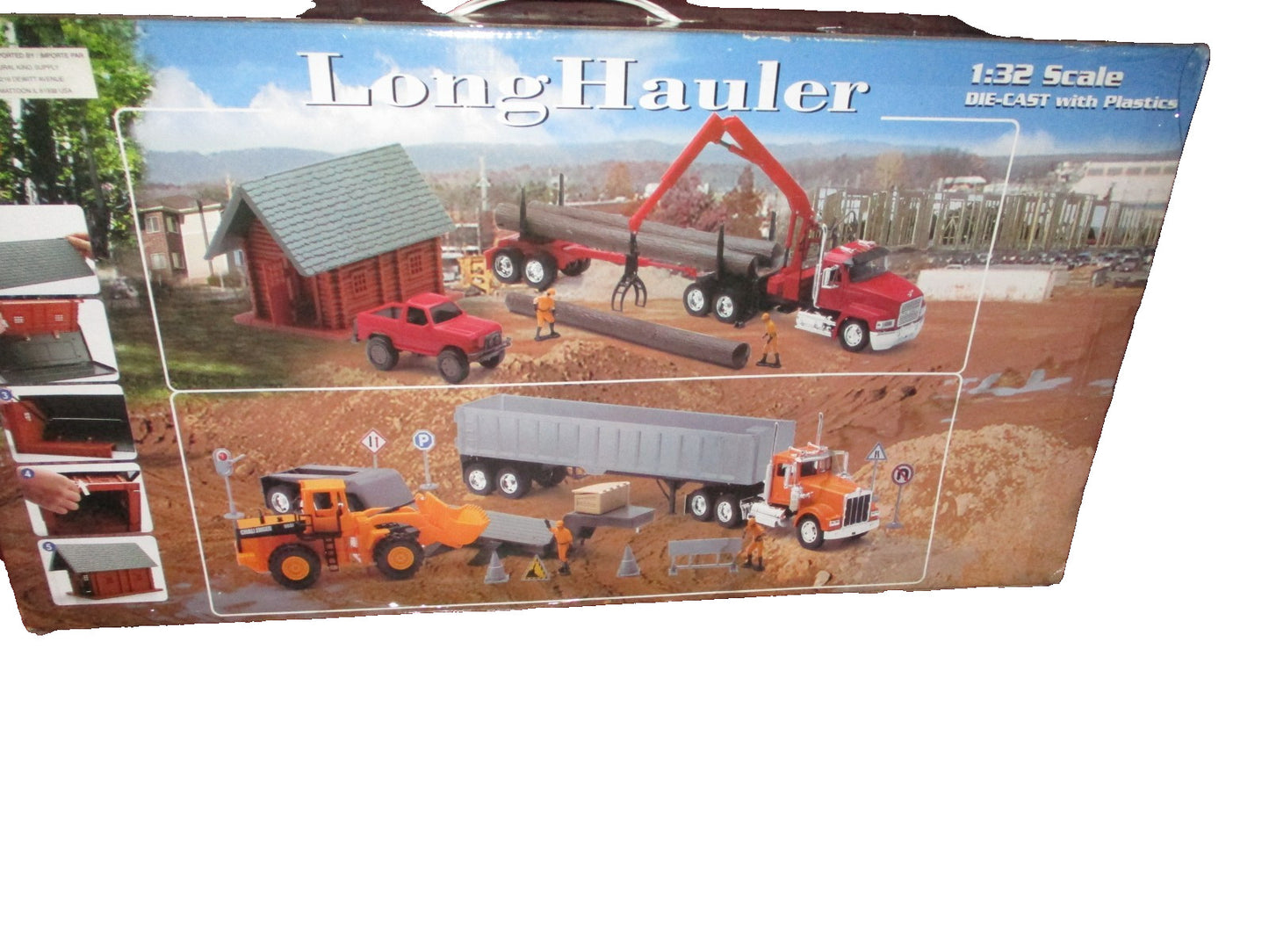 New-Ray Long Hauler 1:32 Scale Simi Truck & Loader & Trailer Construction Crew