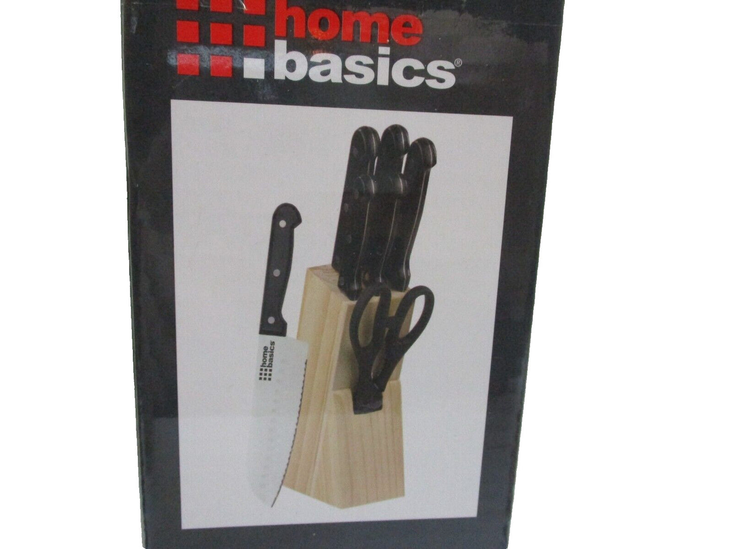 Home Basics 7 Piece Cutlery Wood Block Knife Set Black