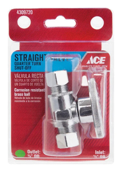 ACE Straight Valve Quarter Turn Shut Off 3/8" 3/8" #4309720 NIP