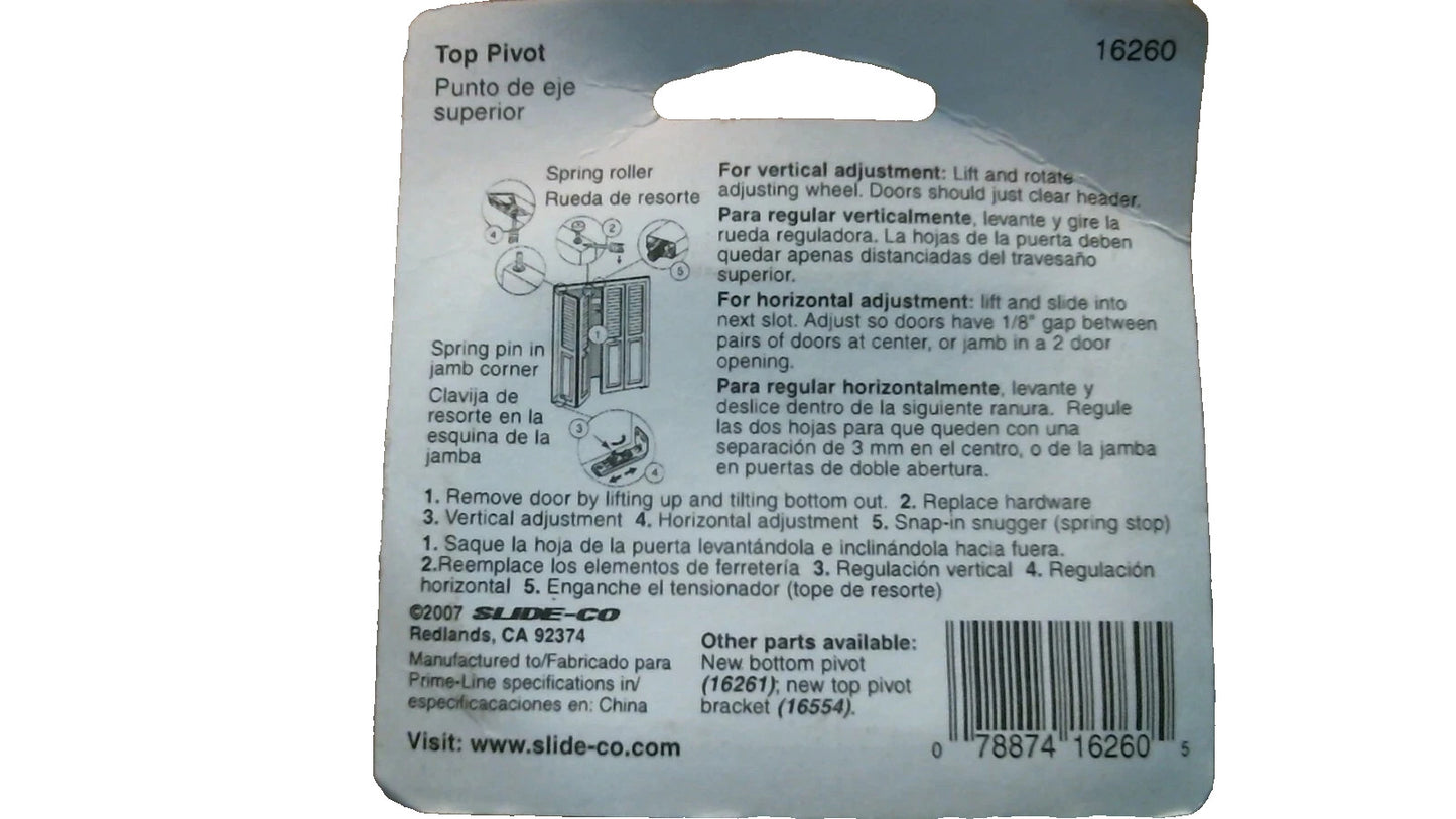Slide-Co 16260 Bi-Fold Closet Door Top Pivot