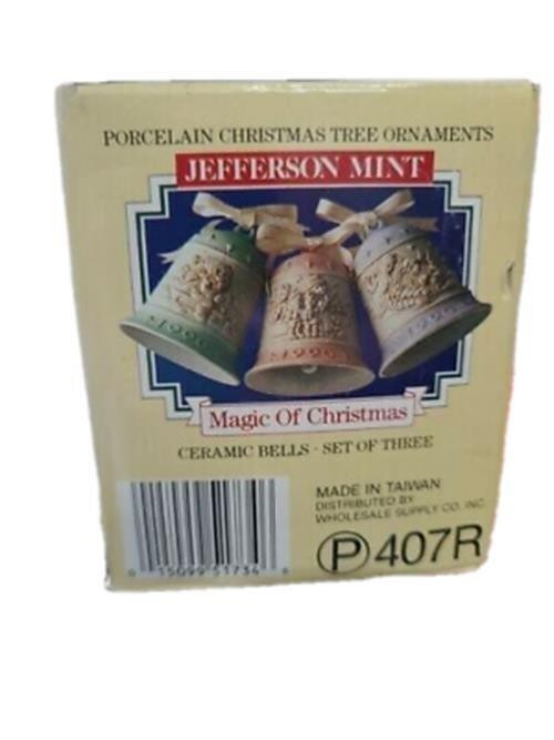 Jefferson Mint "Magic Of Christmas" Porcelain Christmas Ornaments Set of 3 Bells