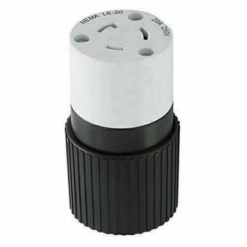 20-Amp 250-Volt 3-Wire Grounding Connector - Black/White
