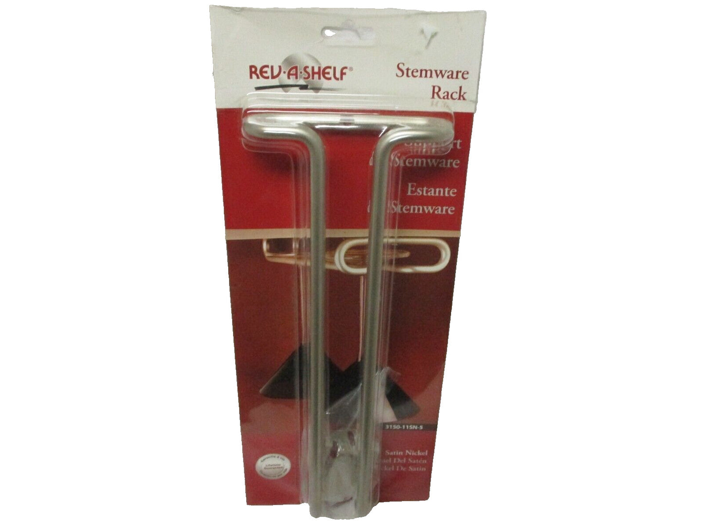 Stemware Racks, Metal, Satin Nickel, 4-1/4" W x 11" D x 1-1/2" H, Single Row