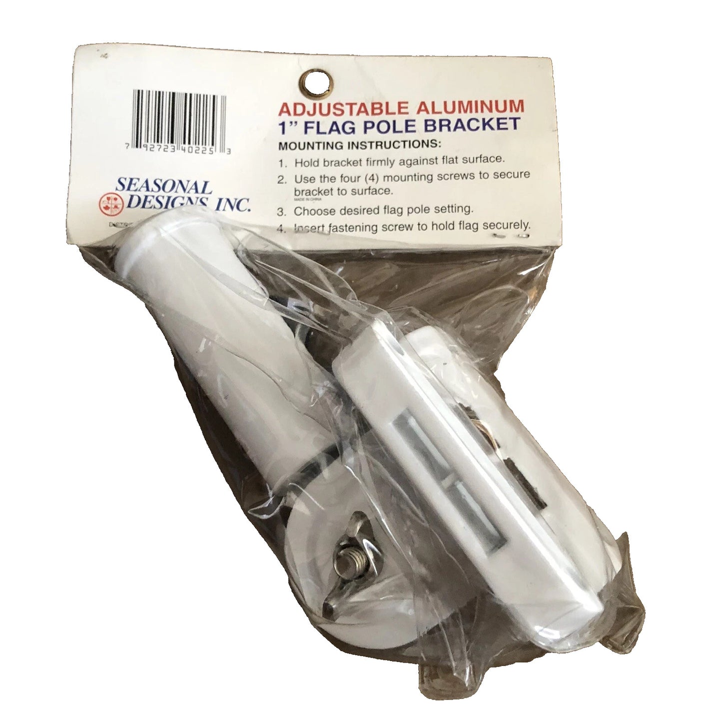 Flag Pole Bracket 1" Flag Pole Bracket White Adjustable Aluminum