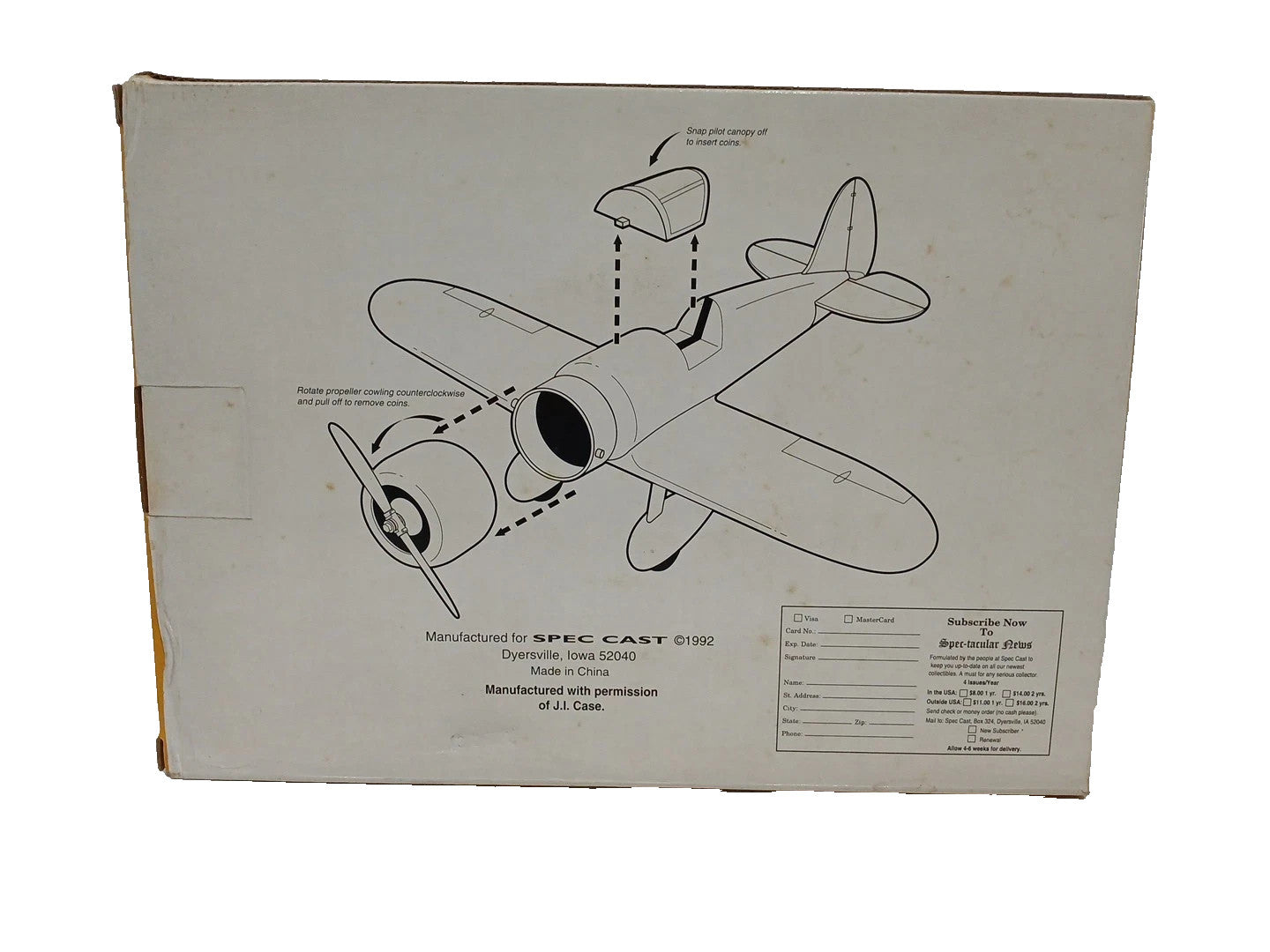 Case Vintage Airplane Bank 1st In a Series DieCast Metal Stock #ZJD 700/40001