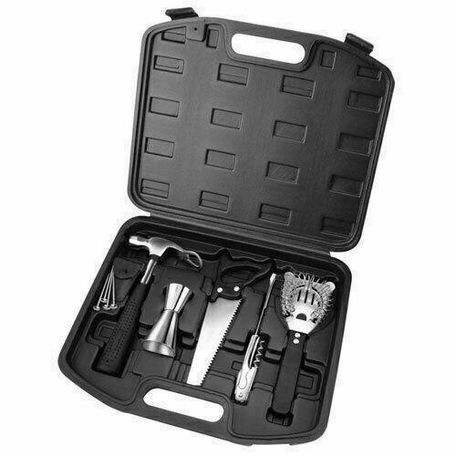 Vintage Bar Tools - Ultimate Bartenders Kit - Black Picnic Wine Carriers