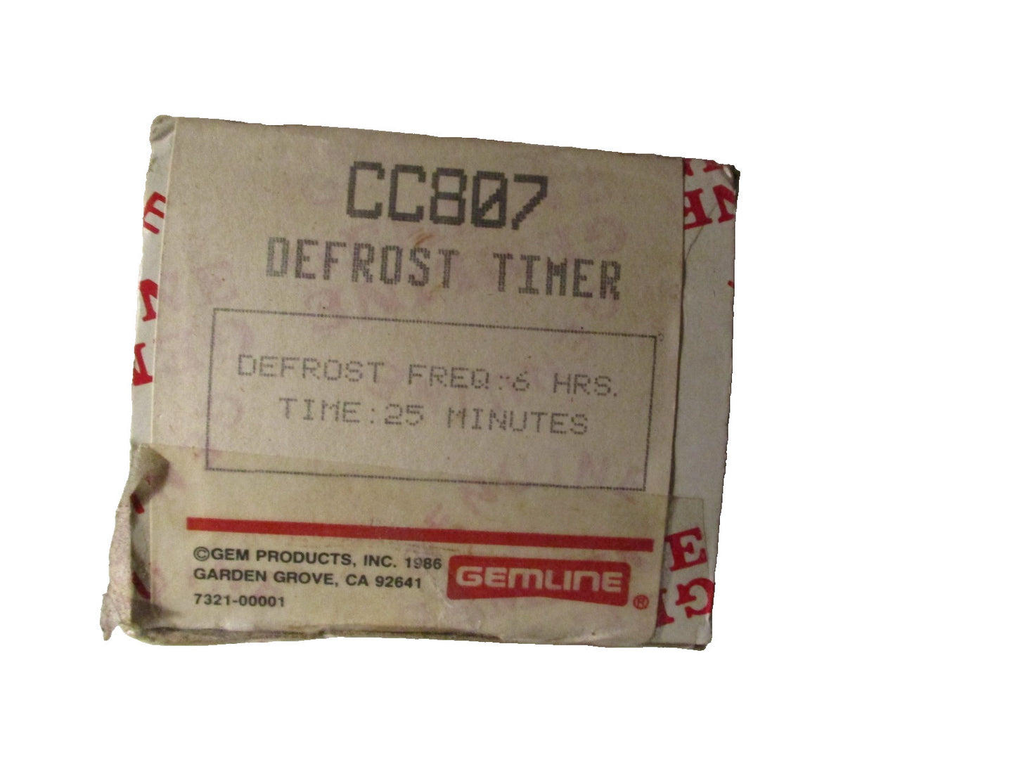 Gemline CC807 Defrost Timer