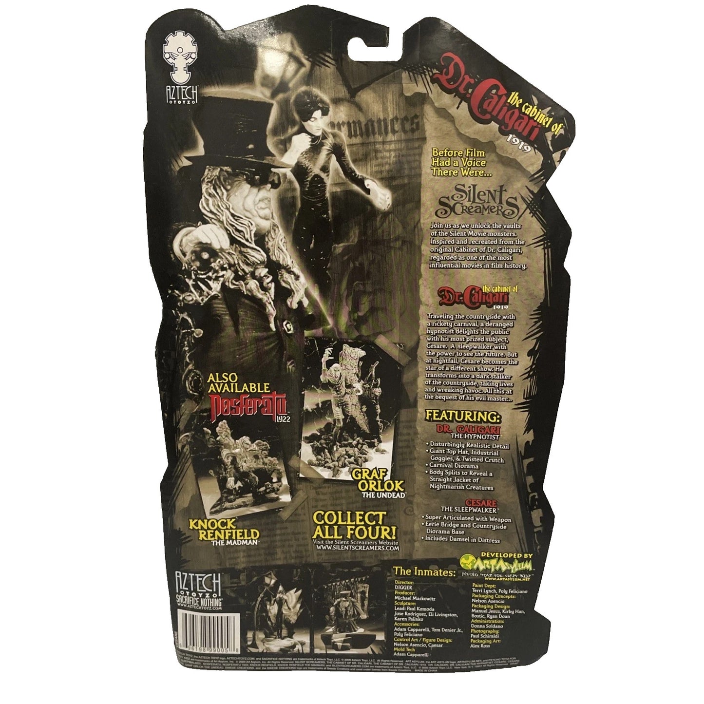 Silent Screamers Series 1 Cesare The Sleepwalker 2000 Art Asylum Aztecs Toys