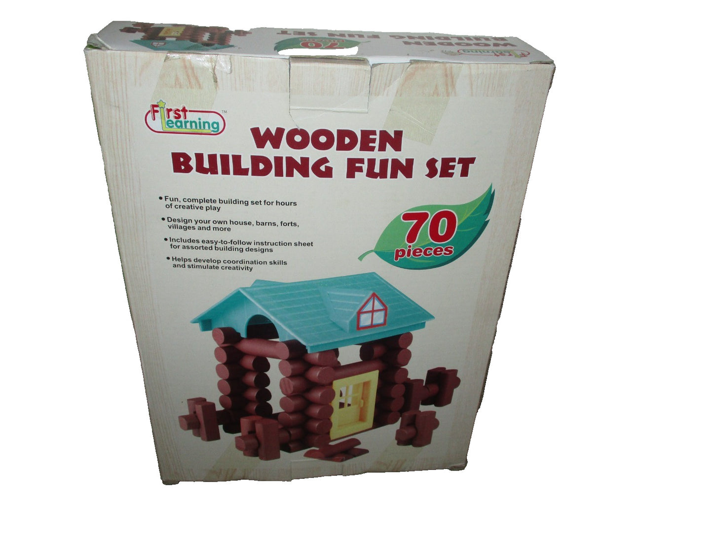 First Earning 70 Pieces Wooden Building Fun Set Item No. 16113N Vintage