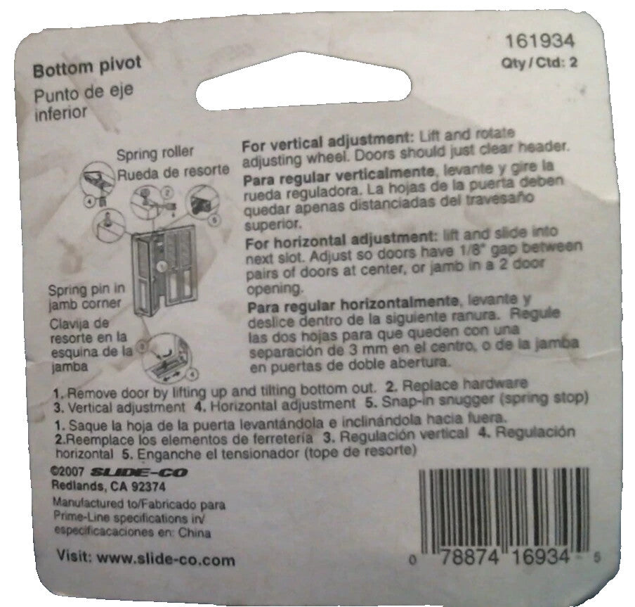 Slide-Co Bottom Pivot Bi-Fold Door, Closet 2 pk (161934) FS