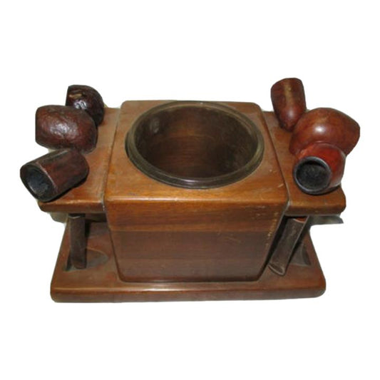 Vintage McDonald Products Corp. Tabacco Pipe Rack With Center Glass Container