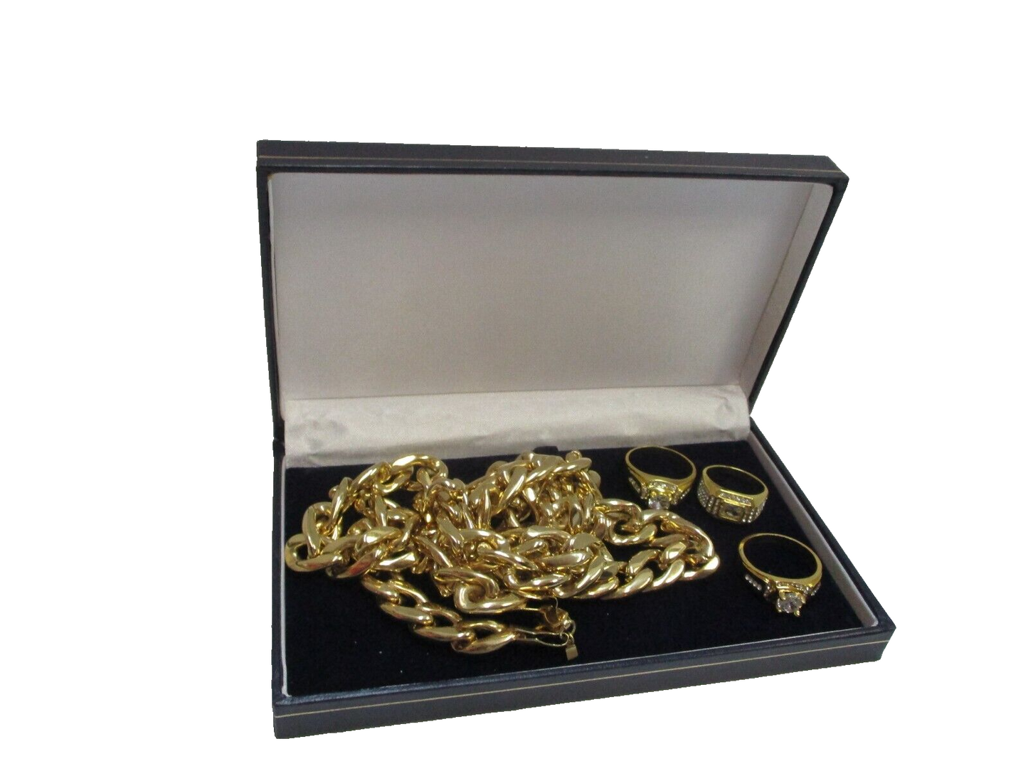 18k Gold Filled Link Chain/Belcher Necklaces/Belcher Bracelet & 6 Wedding Rings