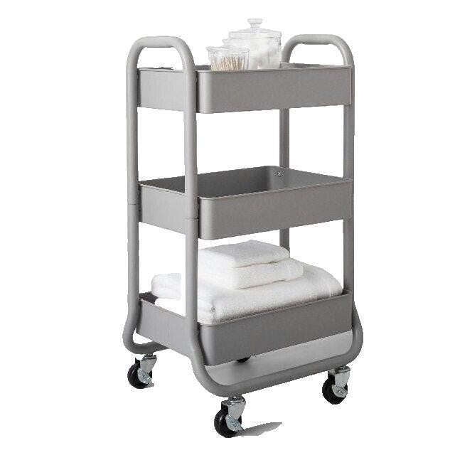 3 Tier Metal Utility Cart Gray 31 3/5"H X 18" W X 14"D