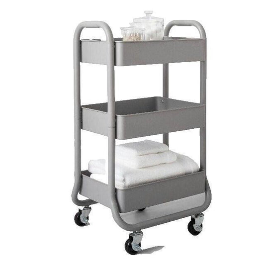 3 Tier Metal Utility Cart Gray 31 3/5"H X 18" W X 14"D