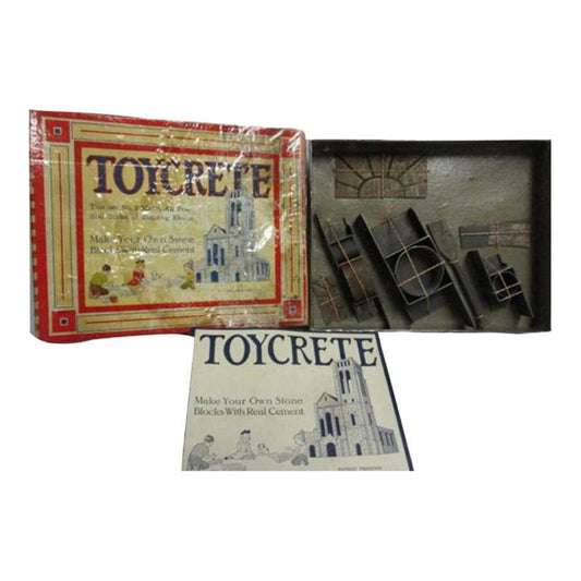 1916 Antique Toycrete Make Your Own Stone Blocks With Metal Tools Mold Kit