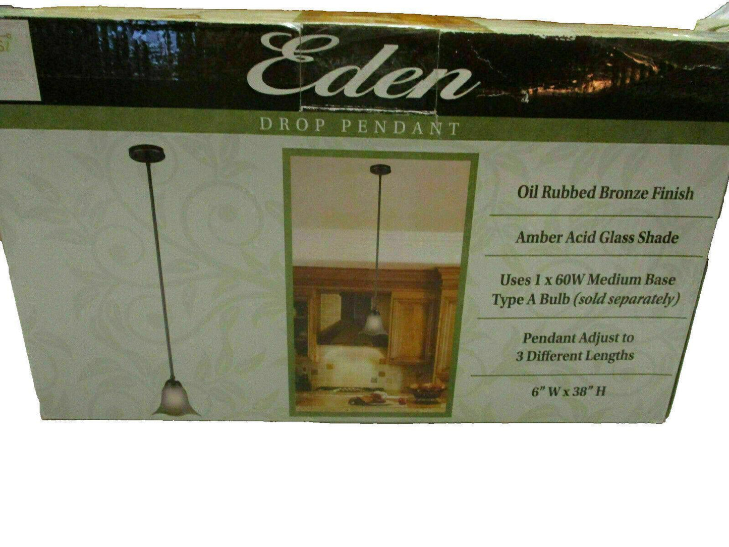 Eden 1-Light Drop Pendant Adjust to Fit 3 Different Lengths 6" W x 38" H