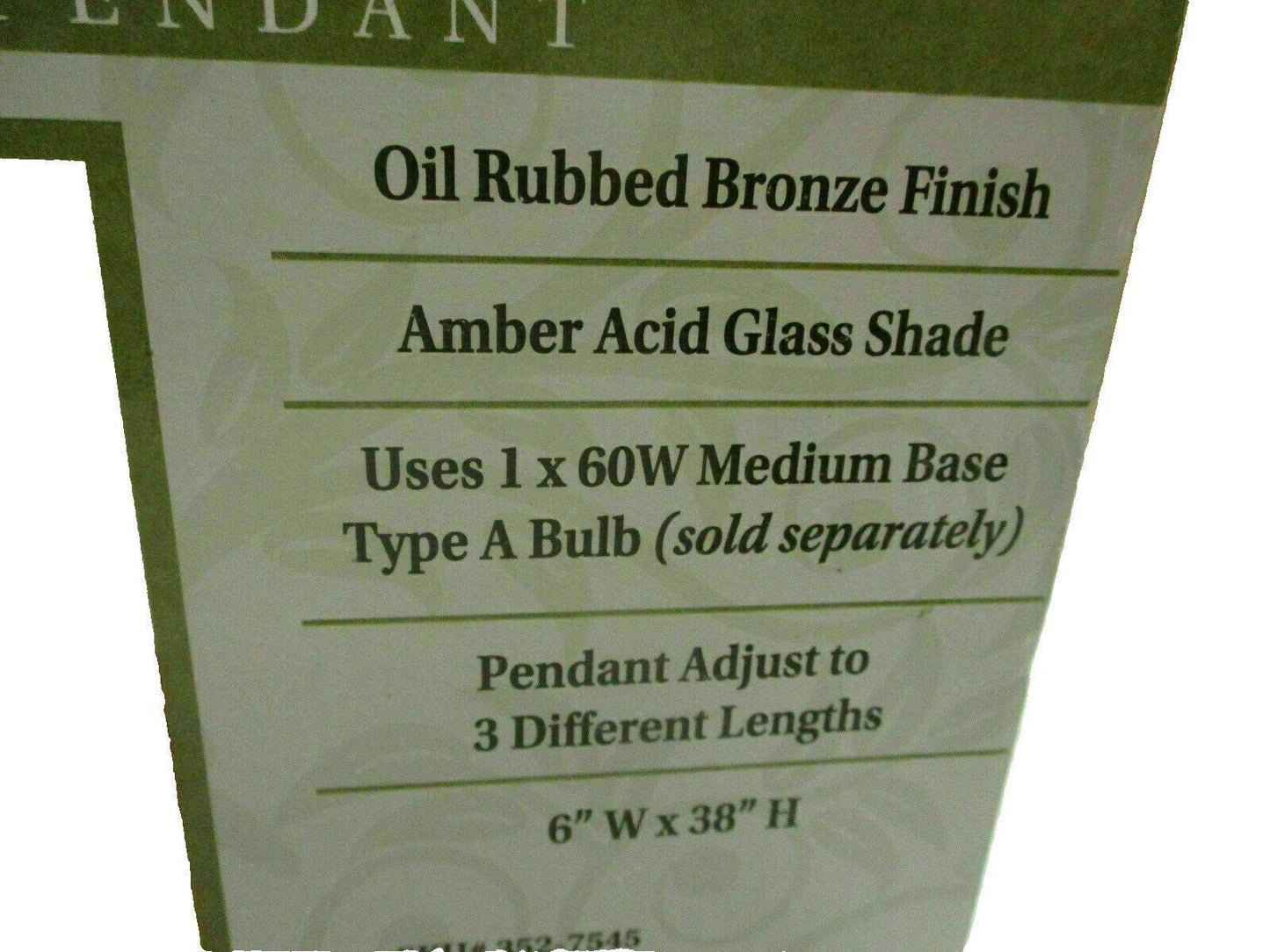 Eden 1-Light Drop Pendant Adjust to Fit 3 Different Lengths 6" W x 38" H