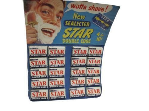 1950's New Sealected Star Double Edge Cardboard Advertising Store Display