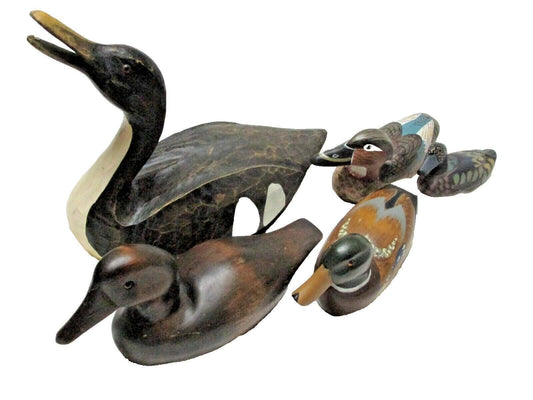 Wooden Mallard Ducks Carved Hand-painted Realistic Cabin/Den/Desk Decor Lot Of 5