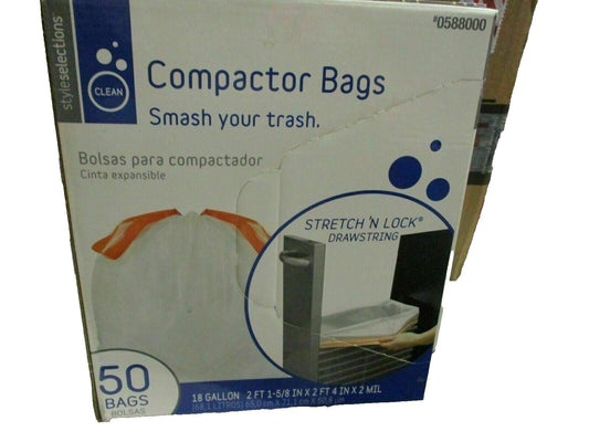 Backpack Liner 50 Compactor Bags 2 Mil, 18 Gallon, Wt: 1.65 oz or 47 grams