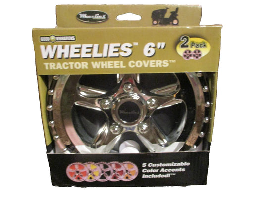 Wiheelies 6" Tractor Wheel Covers Chrome 2 Pack Fits Most Riding Lawnmowers