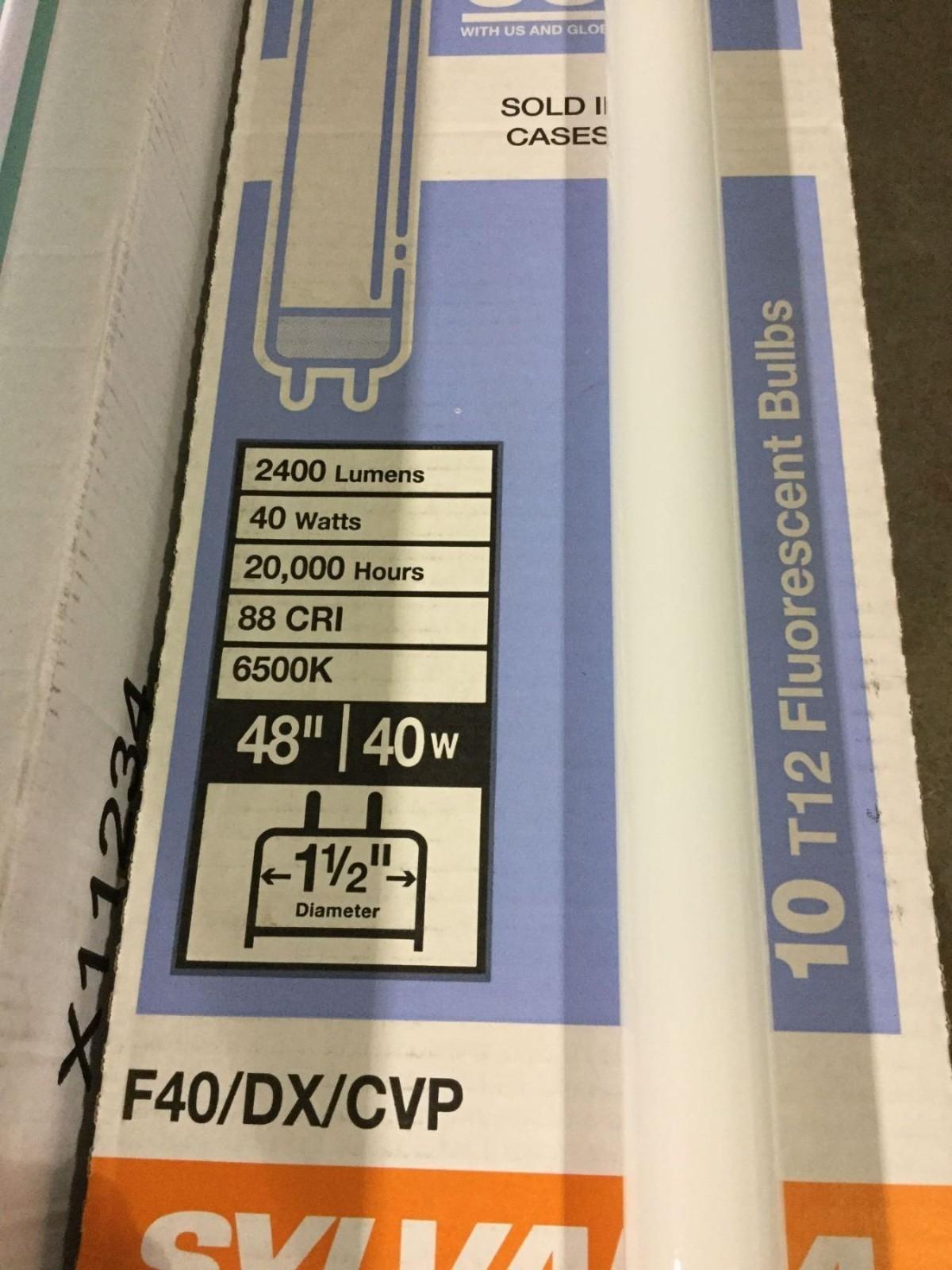 Case of 10 Sylvania Daylight 6500k 48" 40DXRPO Watt Bulbs