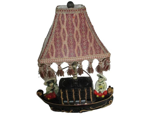 Vintage 1954 Chinese Oriental Porcelain Asian Boat TV Desk Lamp by Premco